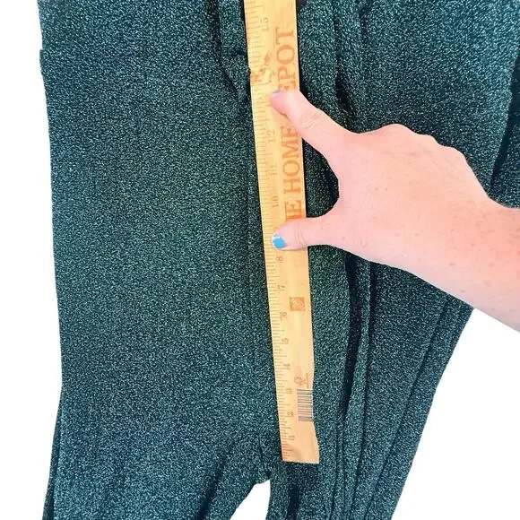 Show Me Your Mumu Martina GREEN GLITTER Jumpsuit Tie Front WOMENS SIZE LARGE Htf - Picture 8 of 9